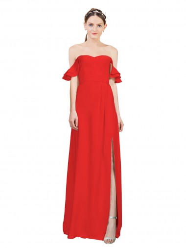 A-Line Sweetheart Stretch Crepe Long Red Formal Evening Gown / Prom Dress / Bridesmaid Dress Barrie