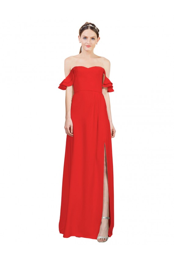 A-Line Sweetheart Stretch Crepe Long Red Formal Evening Gown / Prom Dress / Bridesmaid Dress Barrie