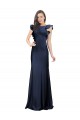 Mermaid Bateau Neck Stretch Crepe Long Dark Navy Prom Dress / Bridesmaid Dress Barrie