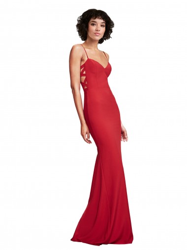 Mermaid Spaghetti Straps Stretch Crepe Long Red Bridesmaid Dress / Evening Dress Barrie