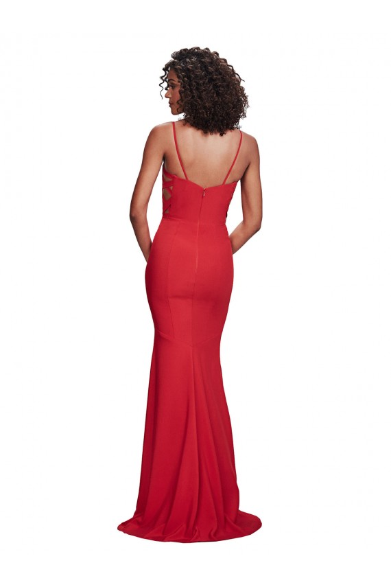 Mermaid Spaghetti Straps Stretch Crepe Long Red Bridesmaid Dress / Evening Dress Barrie