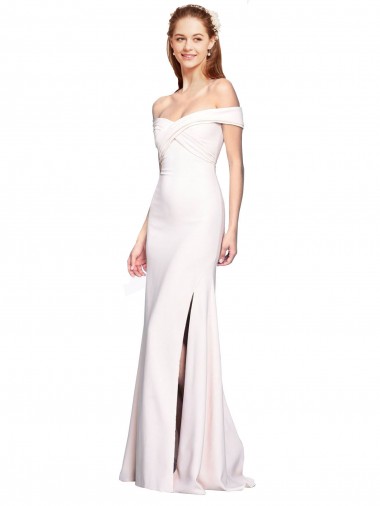 Mermaid Off the Shoulder Stretch Crepe Long White Formal Evening Gown / Prom Dress / Bridesmaid Dress Barrie