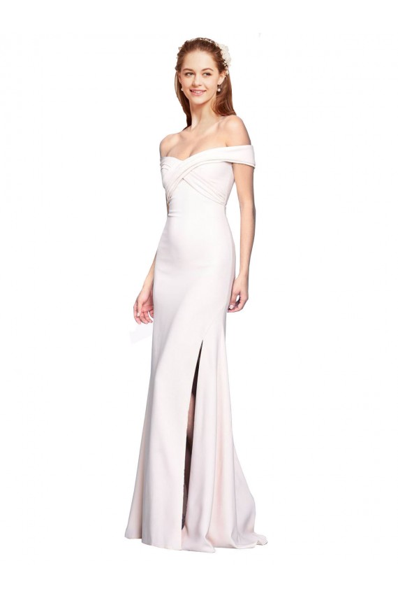Mermaid Off the Shoulder Stretch Crepe Long White Formal Evening Gown / Prom Dress / Bridesmaid Dress Barrie
