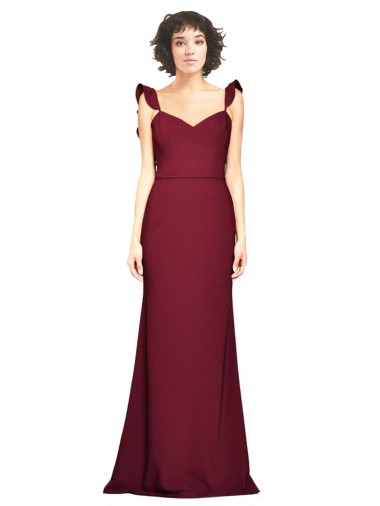 Mermaid Strapless Stretch Crepe Long Burgundy Prom Dress / Bridesmaid Dress Barrie