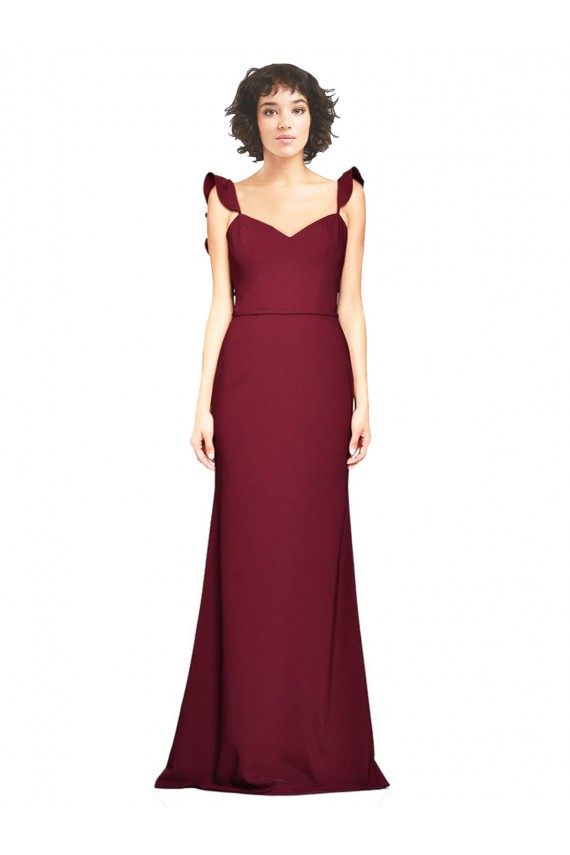 Mermaid Strapless Stretch Crepe Long Burgundy Prom Dress / Bridesmaid Dress Barrie