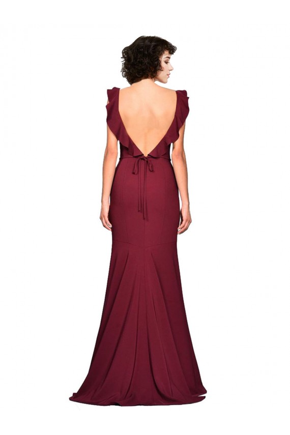 Mermaid Strapless Stretch Crepe Long Burgundy Prom Dress / Bridesmaid Dress Barrie