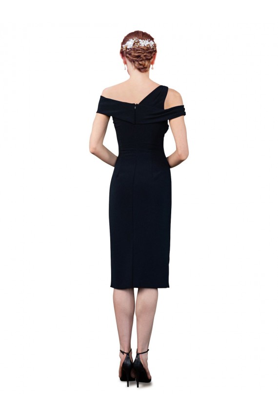 Mermaid Off the Shoulder Stretch Crepe Cocktail Length Dark Navy Formal Evening Gown / Prom Dress / Bridesmaid Dress Barrie