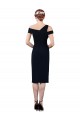 Mermaid Off the Shoulder Stretch Crepe Cocktail Length Dark Navy Formal Evening Gown / Prom Dress / Bridesmaid Dress Barrie