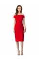 Sheath Off the Shoulder Stretch Crepe Cocktail Length Red Formal Evening Gown / Prom Dress / Bridesmaid Dress Barrie
