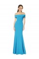 Sheath Off the Shoulder Stretch Crepe Long Peacock Blue Formal Evening Gown / Prom Dress / Bridesmaid Dress Barrie