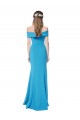 Sheath Off the Shoulder Stretch Crepe Long Peacock Blue Formal Evening Gown / Prom Dress / Bridesmaid Dress Barrie