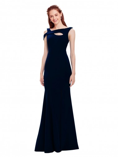 Mermaid Off the Shoulder Stretch Crepe Long Dark Navy Formal Evening Gown / Prom Dress / Bridesmaid Dress Barrie