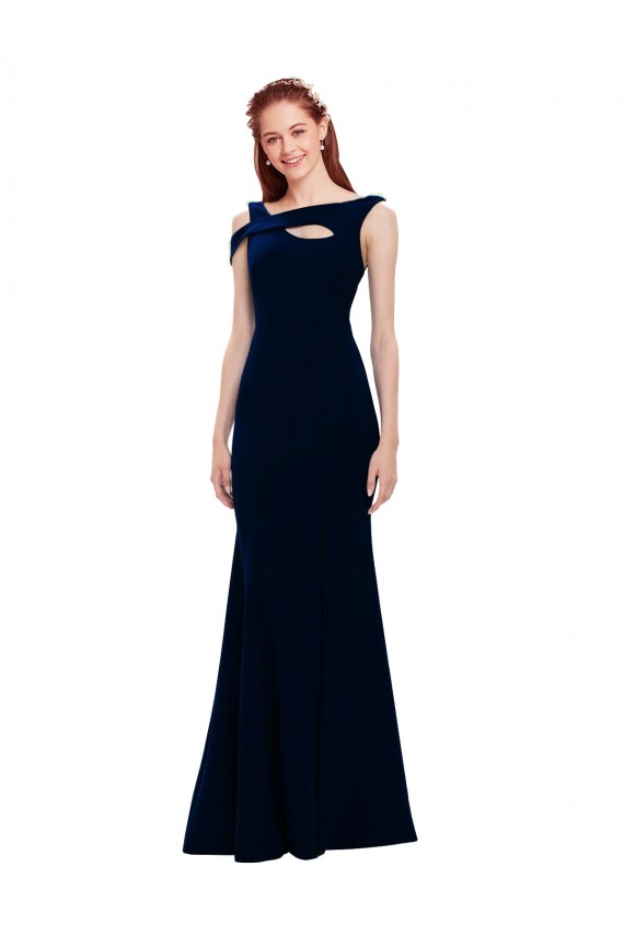 Mermaid Off the Shoulder Stretch Crepe Long Dark Navy Formal Evening Gown / Prom Dress / Bridesmaid Dress Barrie