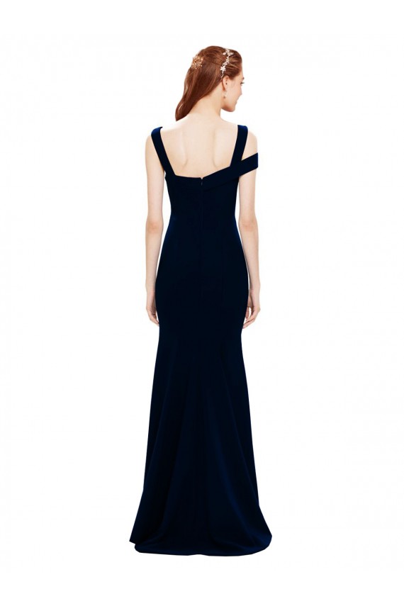 Mermaid Off the Shoulder Stretch Crepe Long Dark Navy Formal Evening Gown / Prom Dress / Bridesmaid Dress Barrie