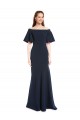 Mermaid Off the Shoulder Stretch Crepe Long Dark Navy Bridesmaid Dress / Formal Dress Barrie