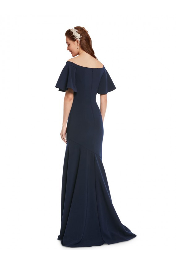 Mermaid Off the Shoulder Stretch Crepe Long Dark Navy Bridesmaid Dress / Formal Dress Barrie