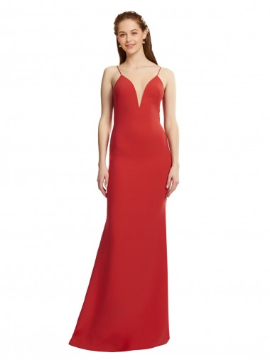 Mermaid V-Neck Stretch Crepe Long Red Formal Evening Gown / Prom Dress / Bridesmaid Dress Barrie