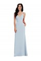 Trumpet V-Neck Stretch Crepe Long Light Sky Blue Formal Dress / Bridesmaid Dress Barrie