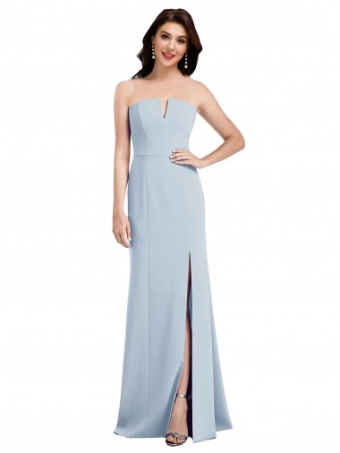 Trumpet Strapless Stretch Crepe Long Light Sky Blue Bridesmaid Dress / Evening Dress Barrie