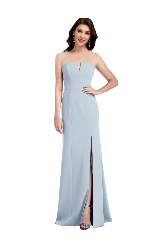 Trumpet Strapless Stretch Crepe Long Light Sky Blue Bridesmaid Dress / Evening Dress Barrie