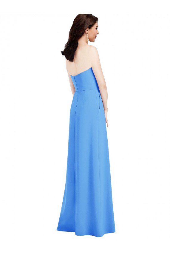 Trumpet Strapless Stretch Crepe Long Peacock Blue Semi Formal Evening Dress / Prom Dress / Bridesmaid Dress Barrie