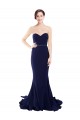 Mermaid Strapless Stretch Crepe Sweep Train Dark Navy Semi Formal Evening Dress / Prom Dress / Bridesmaid Dress Barrie