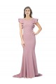 Mermaid Round Neck Stretch Crepe Sweep Train Dusty Pink Formal Evening Gown / Prom Dress / Bridesmaid Dress Barrie