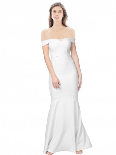 Mermaid Off the Shoulder Stretch Crepe Long Ivory Formal Evening Gown / Prom Dress / Bridesmaid Dress Barrie