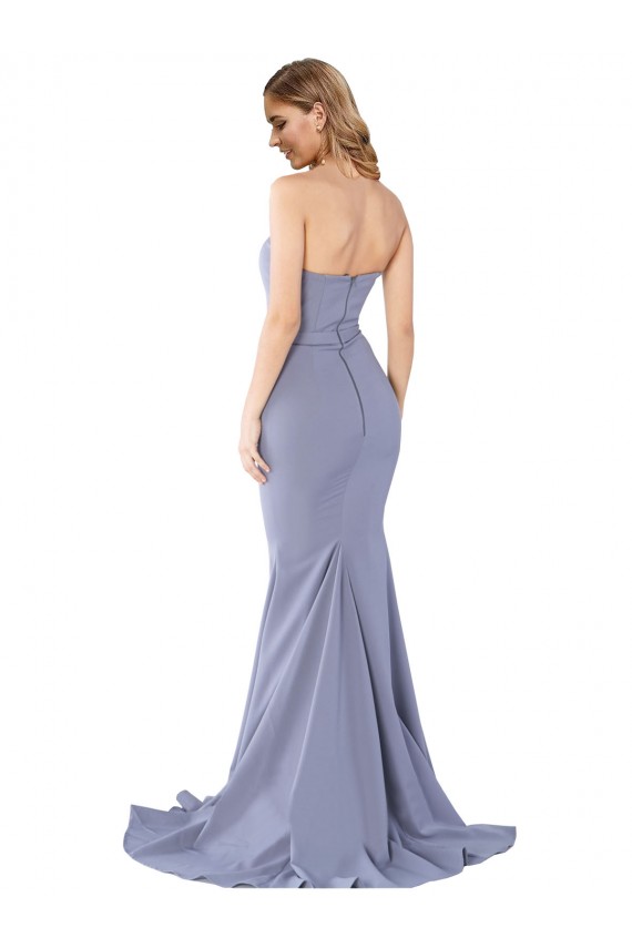 Mermaid Strapless Stretch Crepe Long Smoke Blue Formal Evening Gown / Prom Dress / Bridesmaid Dress Barrie