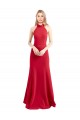 A-Line High Neck Stretch Crepe Long Red Formal Evening Gown / Prom Dress / Bridesmaid Dress Barrie