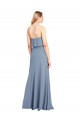 Sheath High Neck Stretch Crepe Long Smoke Blue Formal Evening Gown / Prom Dress / Bridesmaid Dress Barrie