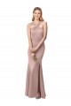 Sheath High Neck Stretch Crepe Long Dusty Pink Prom Dress / Bridesmaid Dress Barrie