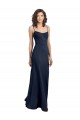 Sheath Scoop Neck Stretch Crepe Long Dark Navy Formal Dress / Bridesmaid Dress Barrie