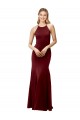 Mermaid High Neck Stretch Crepe Long Burgundy Gold Formal Evening Gown / Prom Dress / Bridesmaid Dress Barrie