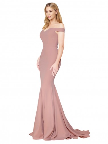 Mermaid High Neck Stretch Crepe Sweep Train Dusty Pink Formal Evening Gown / Prom Dress / Bridesmaid Dress Barrie