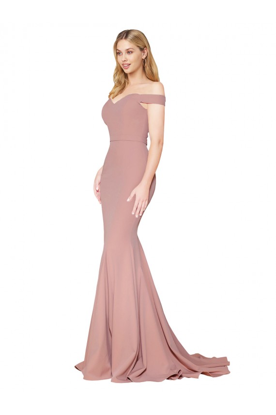 Mermaid High Neck Stretch Crepe Sweep Train Dusty Pink Formal Evening Gown / Prom Dress / Bridesmaid Dress Barrie