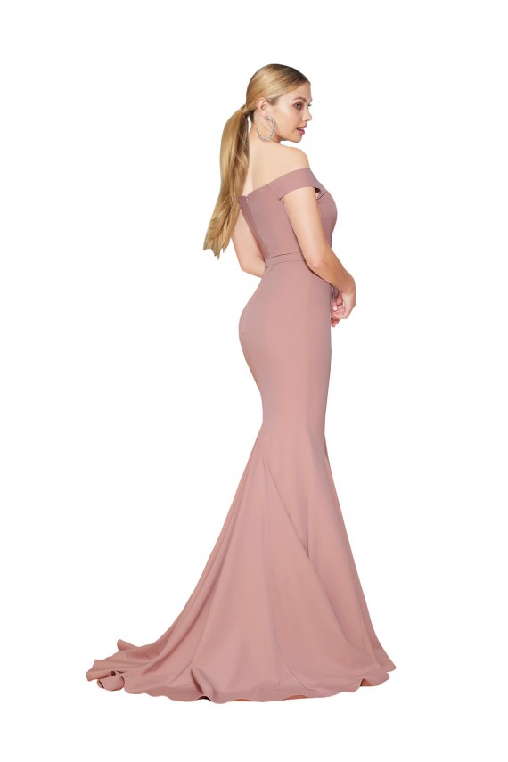 Mermaid High Neck Stretch Crepe Sweep Train Dusty Pink Formal Evening Gown / Prom Dress / Bridesmaid Dress Barrie