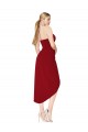Mermaid High Neck Stretch Crepe Knee Length Burgundy High Low Evening Gown / Prom Dress / Bridesmaid Dress Barrie