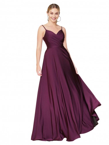 A-Line High Neck Stretch Crepe Long Wild Berry Formal Evening Gown / Prom Dress / Bridesmaid Dress Barrie