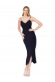 Mermaid High Neck Stretch Crepe Knee Length Dark Navy Formal Dress / Bridesmaid Dress Barrie