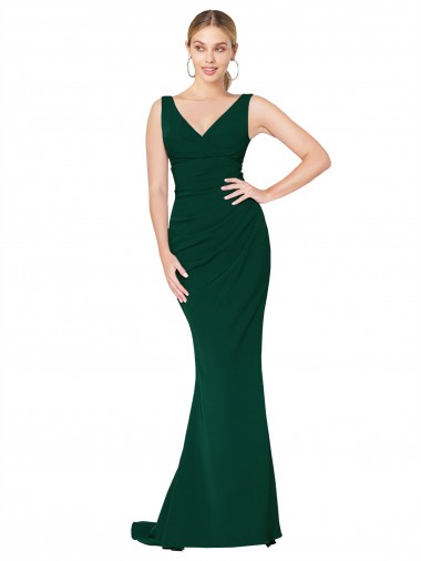 Mermaid High Neck Stretch Crepe Long Midnight Green Formal Evening Gown / Prom Dress / Bridesmaid Dress Barrie