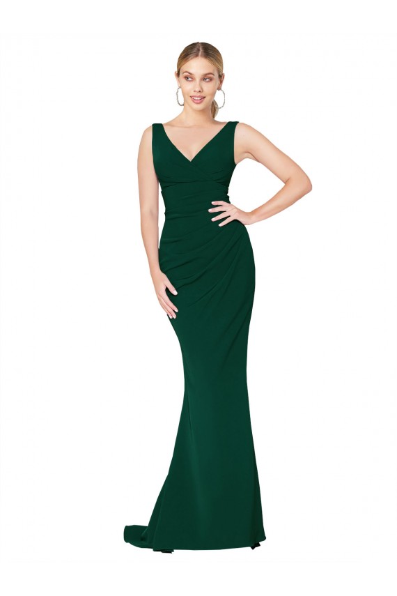 Mermaid High Neck Stretch Crepe Long Midnight Green Formal Evening Gown / Prom Dress / Bridesmaid Dress Barrie