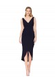 Mermaid High Neck Stretch Crepe Knee Length Dark Navy High Low Evening Gown / Prom Dress / Bridesmaid Dress Barrie