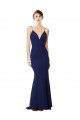 Mermaid High Neck Stretch Crepe Long Navy Blue Formal Dress / Bridesmaid Dress Barrie