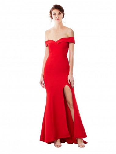 Mermaid High Neck Stretch Crepe Long Red Formal Evening Dress / Prom Dress / Bridesmaid Dress Barrie