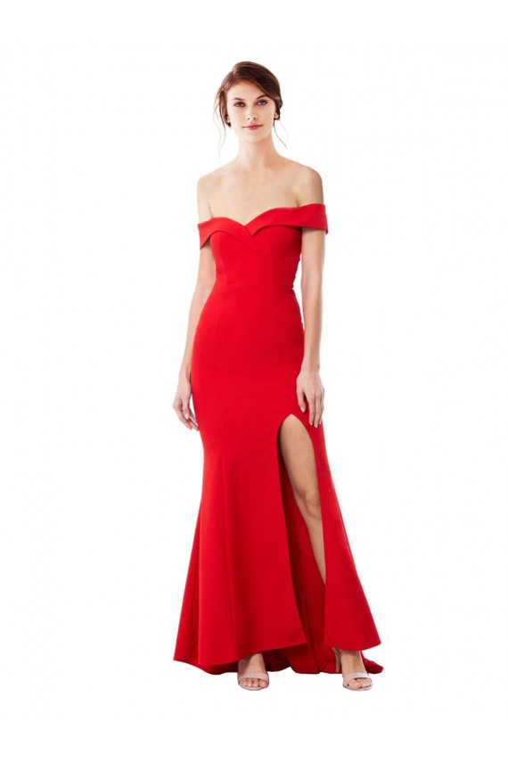 Mermaid High Neck Stretch Crepe Long Red Formal Evening Dress / Prom Dress / Bridesmaid Dress Barrie
