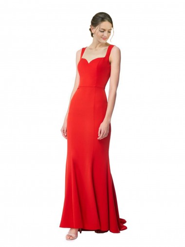 Mermaid High Neck Stretch Crepe Long Red Formal Evening Gown / Prom Dress / Bridesmaid Dress Barrie