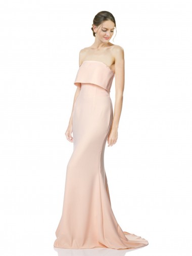 Mermaid High Neck Stretch Crepe Long Nude Black Tie Evening Gown / Prom Dress / Bridesmaid Dress Barrie