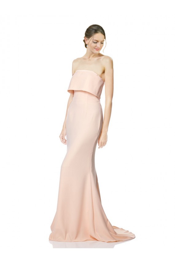 Mermaid High Neck Stretch Crepe Long Nude Black Tie Evening Gown / Prom Dress / Bridesmaid Dress Barrie