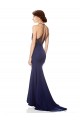 Mermaid High Neck Stretch Crepe Long Navy Blue Bridesmaid Dress / Formal Dress Barrie